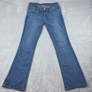 Seven7 Women's Bootcut Stretch Denim Flared Blue Jeans Size 30